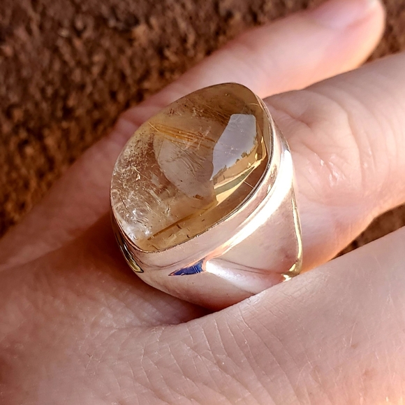 New Men's Golden Rutile 925 Silver Ring. - Picture 11 of 16